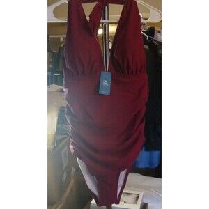 CUPSHE Women V Neck One Piece Swimsuit Halter Backless Ruched Tummy Control...